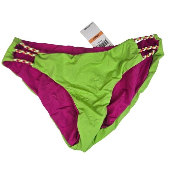 Reversible Bikini Bottom Becca Swimwear Womens Small Pink Green Neon New - Picture 5 of 5